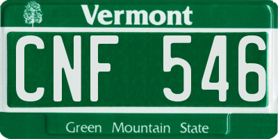 VT license plate CNF546