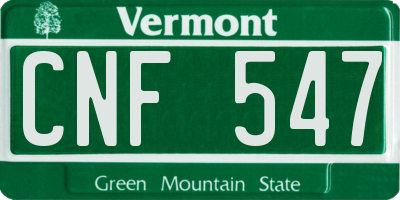 VT license plate CNF547