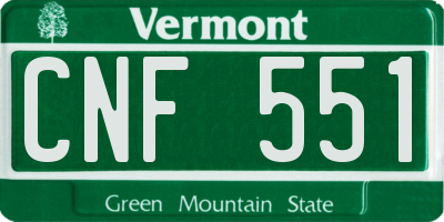 VT license plate CNF551