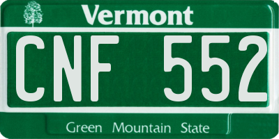 VT license plate CNF552