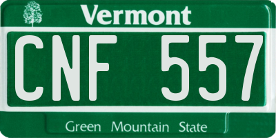 VT license plate CNF557