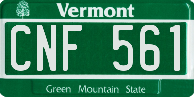 VT license plate CNF561
