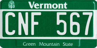 VT license plate CNF567