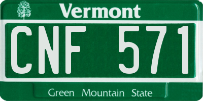 VT license plate CNF571