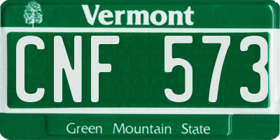 VT license plate CNF573
