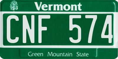 VT license plate CNF574