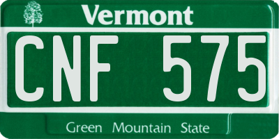 VT license plate CNF575