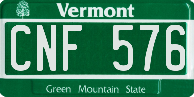 VT license plate CNF576