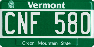 VT license plate CNF580