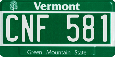 VT license plate CNF581