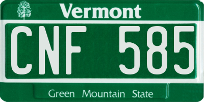 VT license plate CNF585