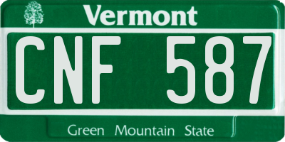 VT license plate CNF587