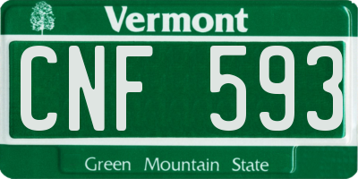 VT license plate CNF593