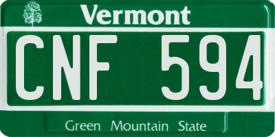 VT license plate CNF594