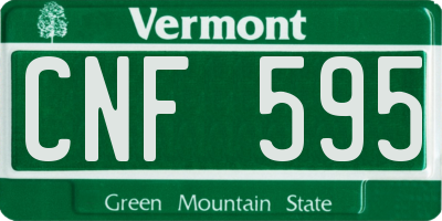 VT license plate CNF595