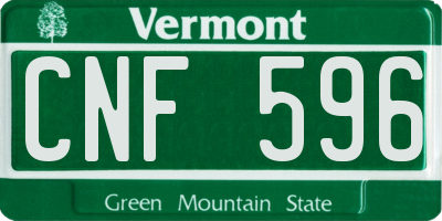 VT license plate CNF596