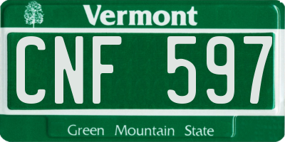 VT license plate CNF597