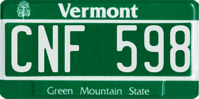 VT license plate CNF598