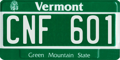 VT license plate CNF601