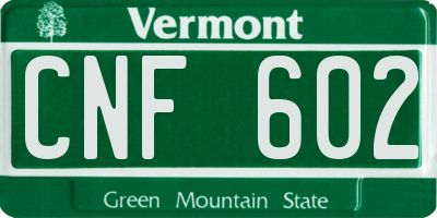 VT license plate CNF602