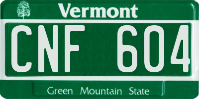 VT license plate CNF604
