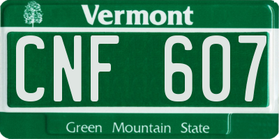 VT license plate CNF607