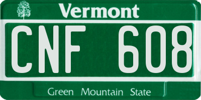 VT license plate CNF608