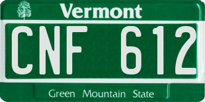 VT license plate CNF612