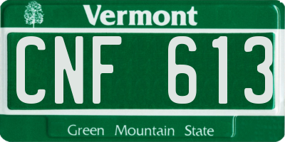VT license plate CNF613
