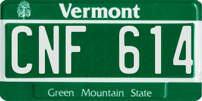 VT license plate CNF614