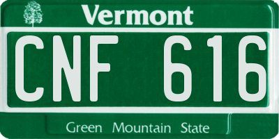 VT license plate CNF616