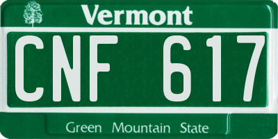 VT license plate CNF617