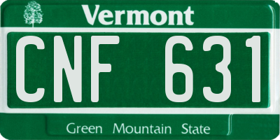 VT license plate CNF631