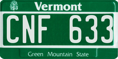 VT license plate CNF633