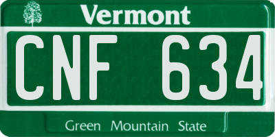 VT license plate CNF634