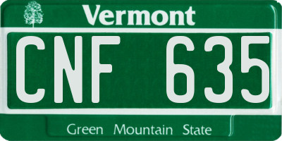 VT license plate CNF635