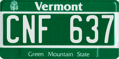 VT license plate CNF637