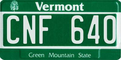 VT license plate CNF640