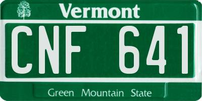 VT license plate CNF641