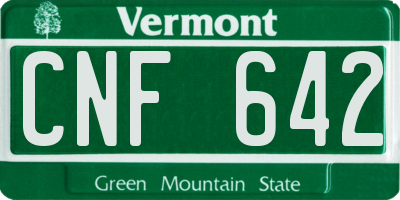 VT license plate CNF642