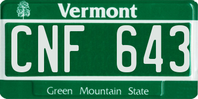 VT license plate CNF643