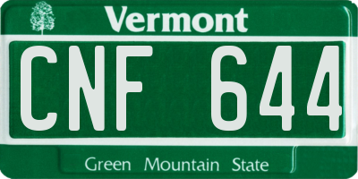 VT license plate CNF644