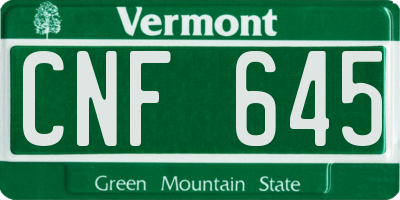 VT license plate CNF645