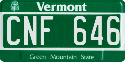 VT license plate CNF646