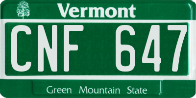 VT license plate CNF647