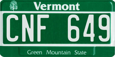 VT license plate CNF649