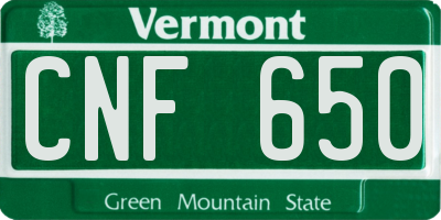 VT license plate CNF650