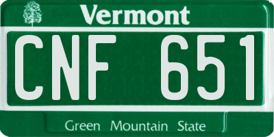 VT license plate CNF651