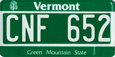 VT license plate CNF652