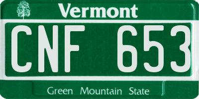 VT license plate CNF653